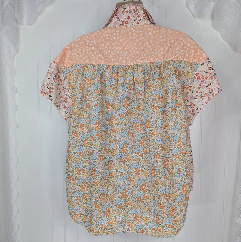 AE American Eagle Floral Patchwork Camp Shirt S & M - Picture 8 of 15